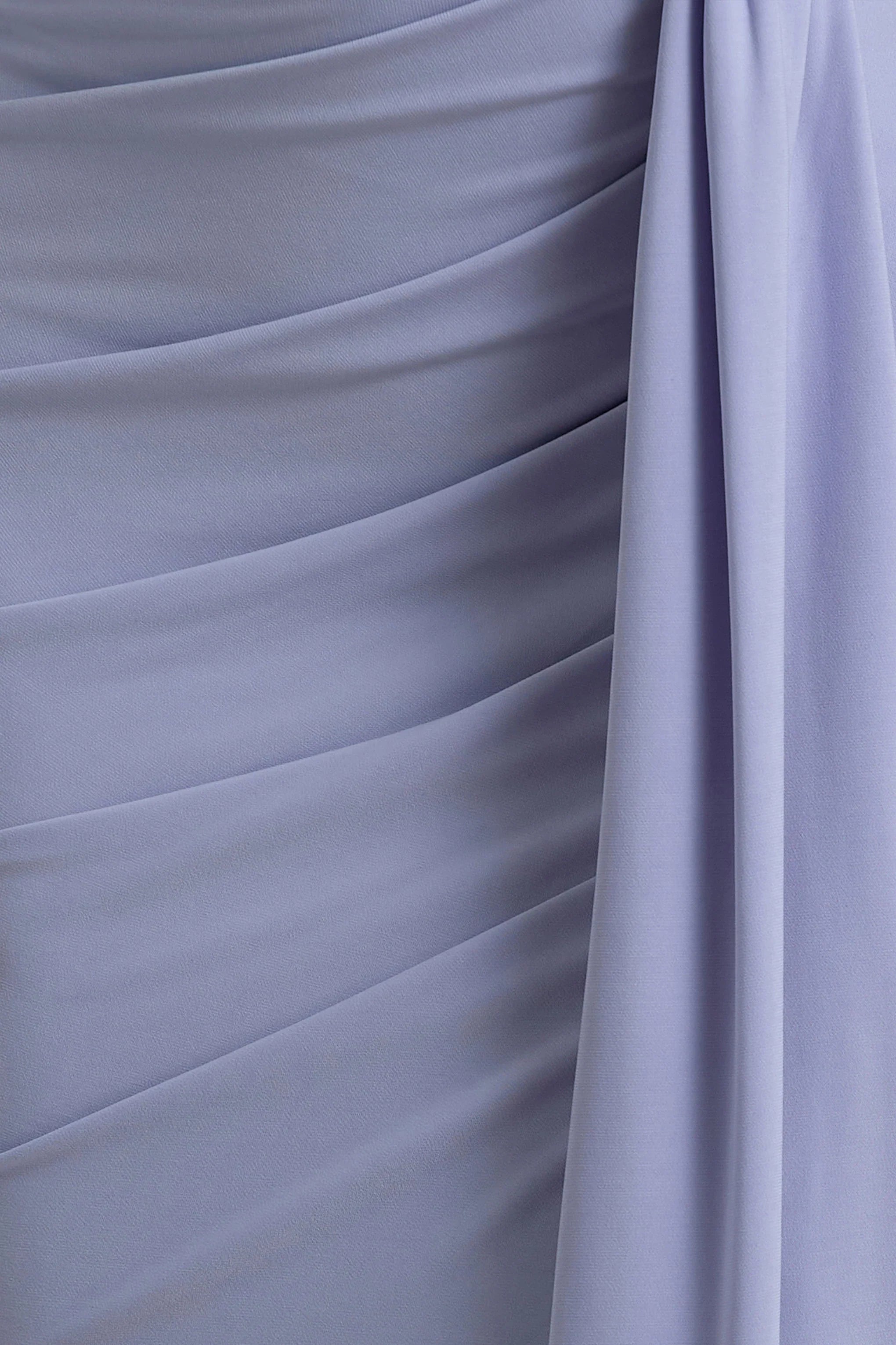 Sanya Pale Blue Asymmetric One Sleeve Wrap Maxi Dress with Drape