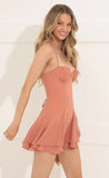 Crepe Corset Dress in Coral