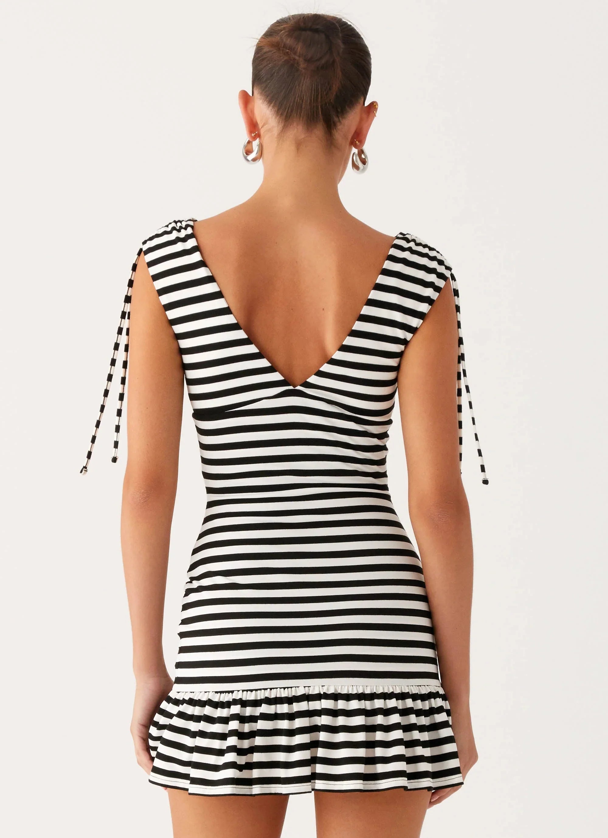 Acacia Mini Dress Black White Stripe