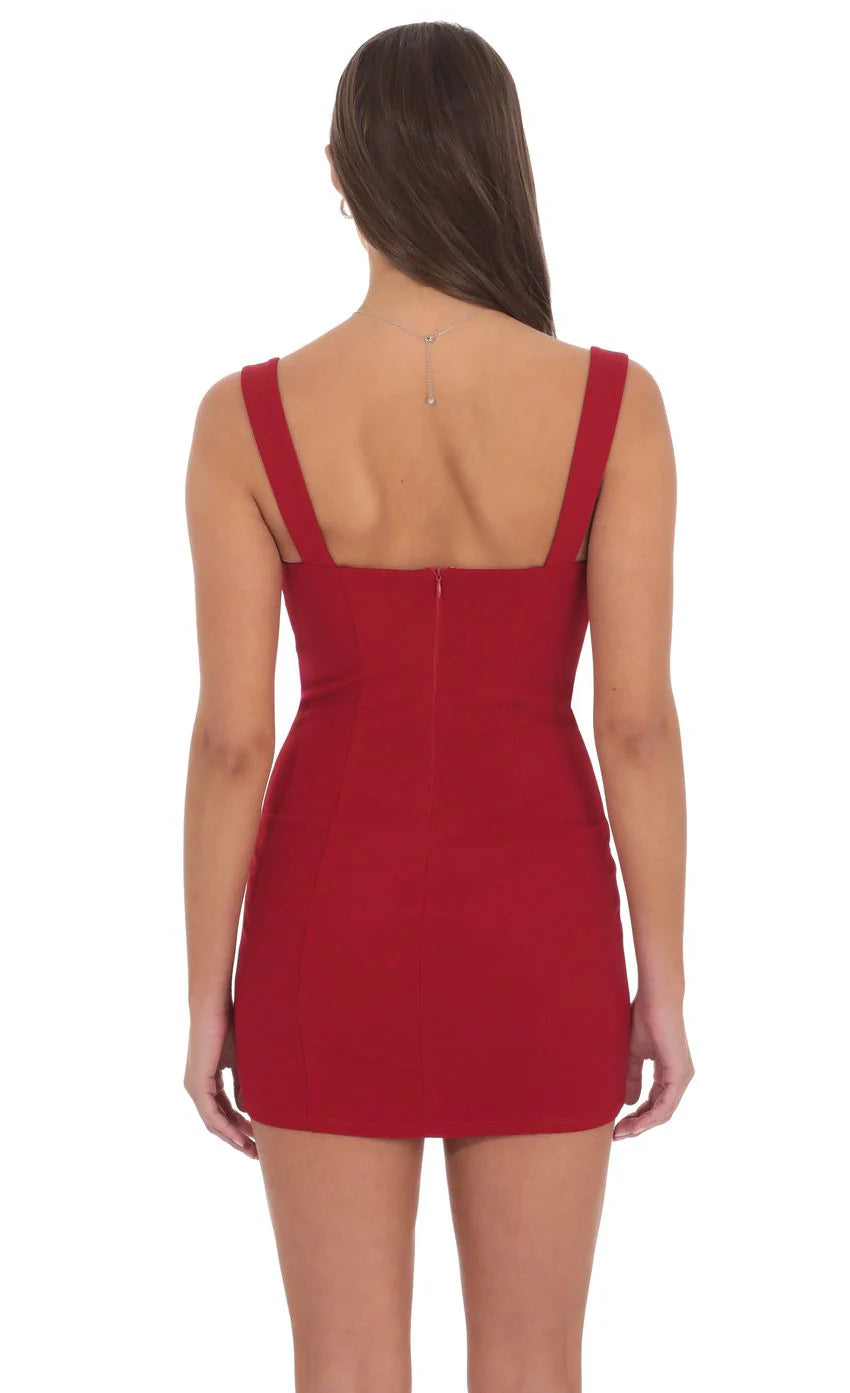 Lace Bust Bodycon Dress in Red