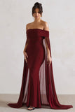 Carlotta Berry Bardot Maxi Dress With Chiffon Cape