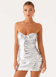 Pacha Sequin Mini Dress Silver Sequin
