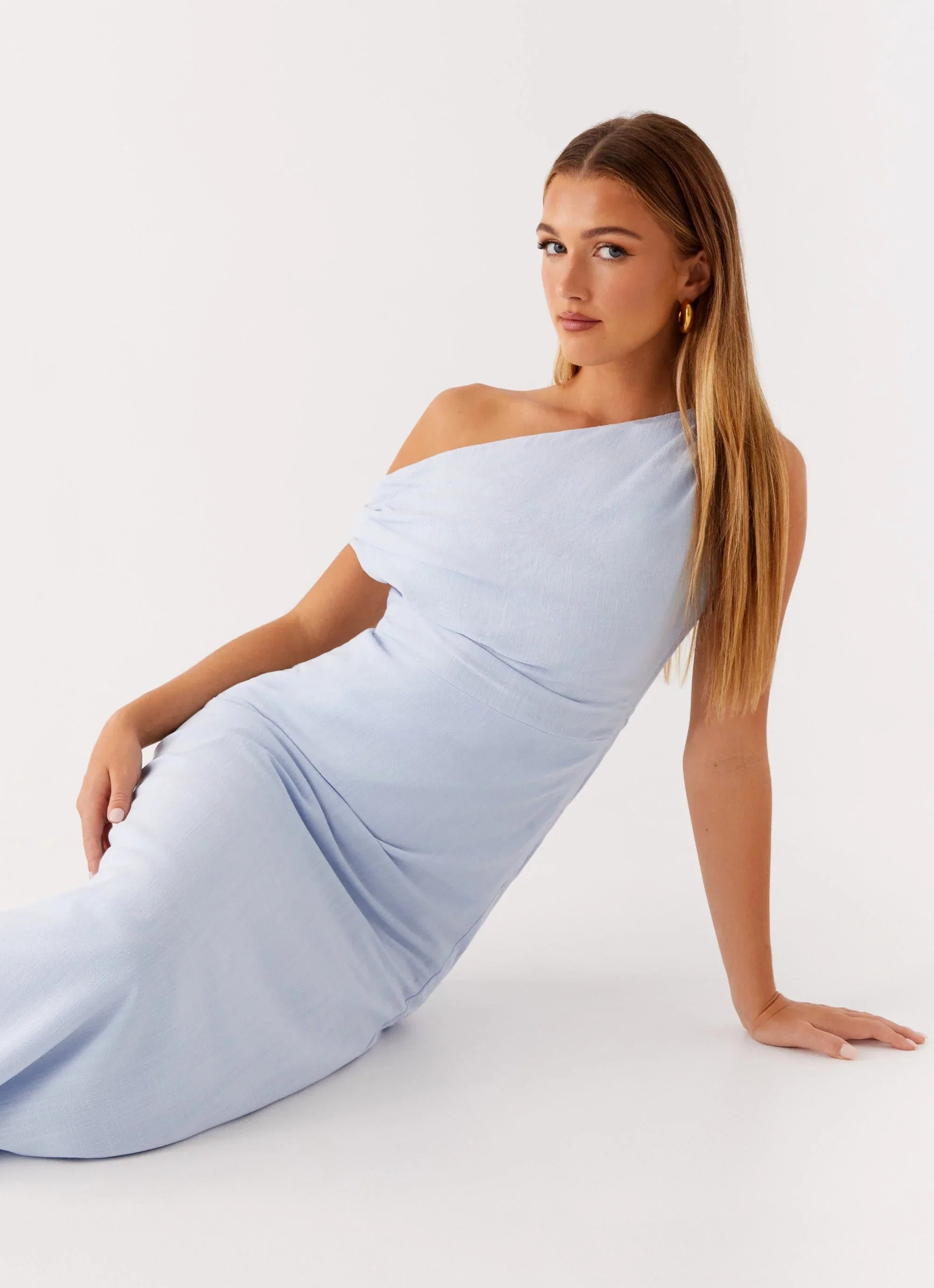 Lady Love Linen Maxi Dress Blue