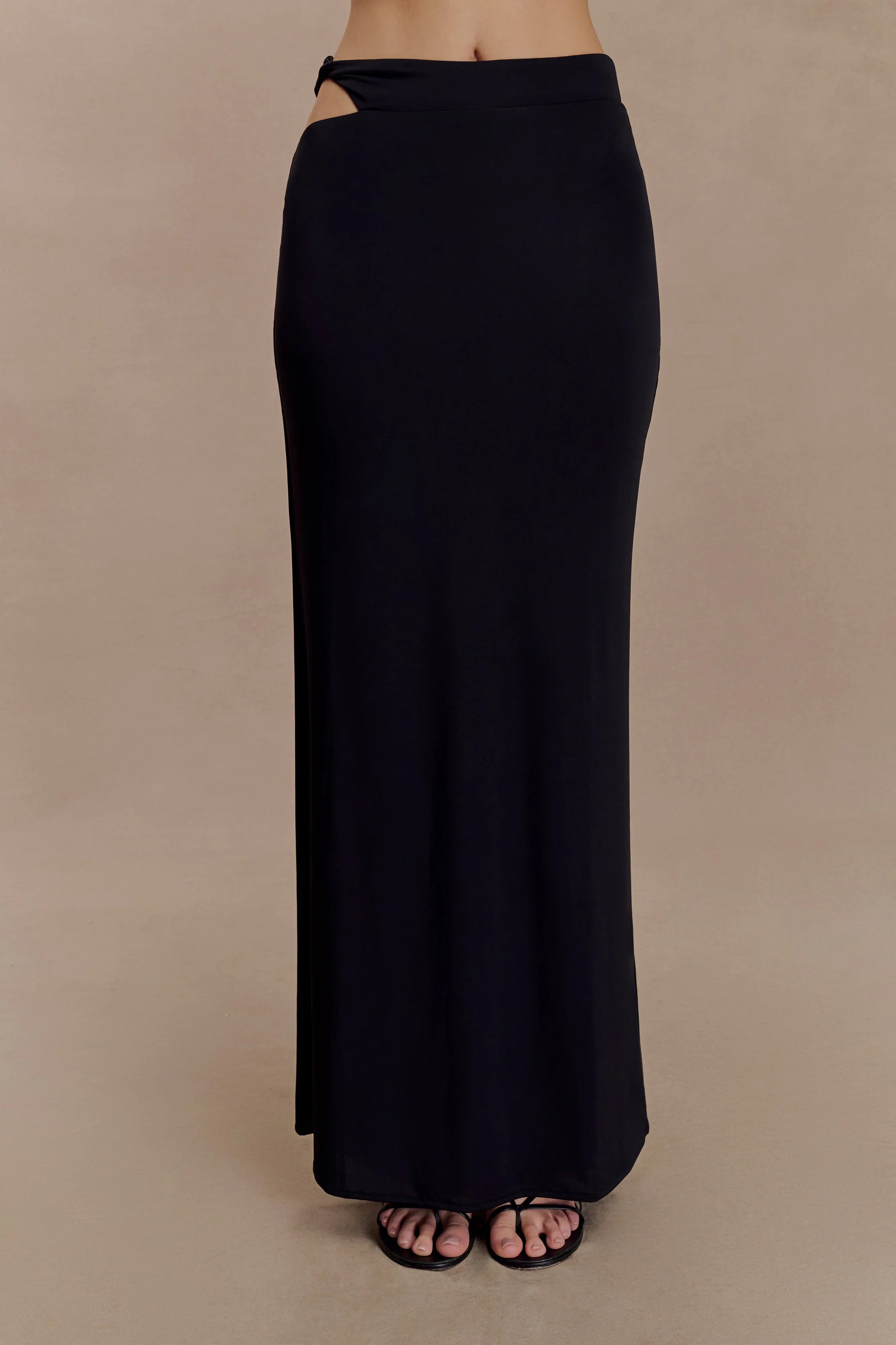 Haven Slinky Twist Midi Skirt Black