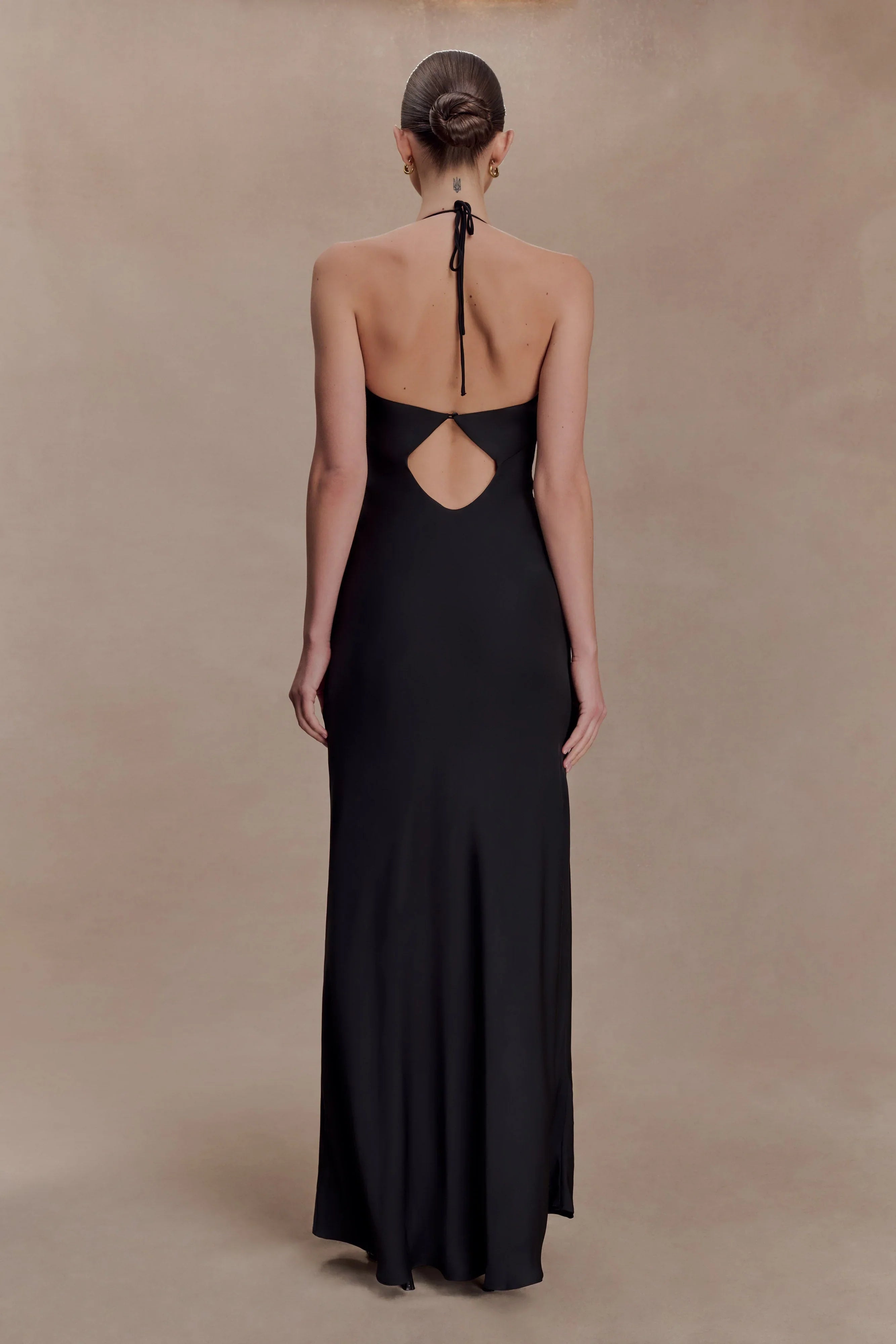 Lydia Cowl Neck Satin Maxi Dress Black