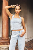 Dayna Denim Halter Top Light Blue