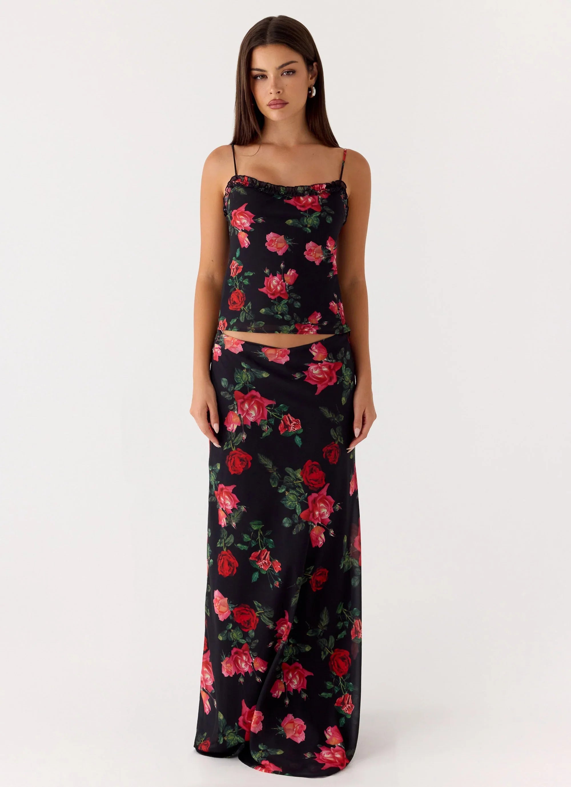 Star Girl Chiffon Maxi Skirt Midnight Bloom