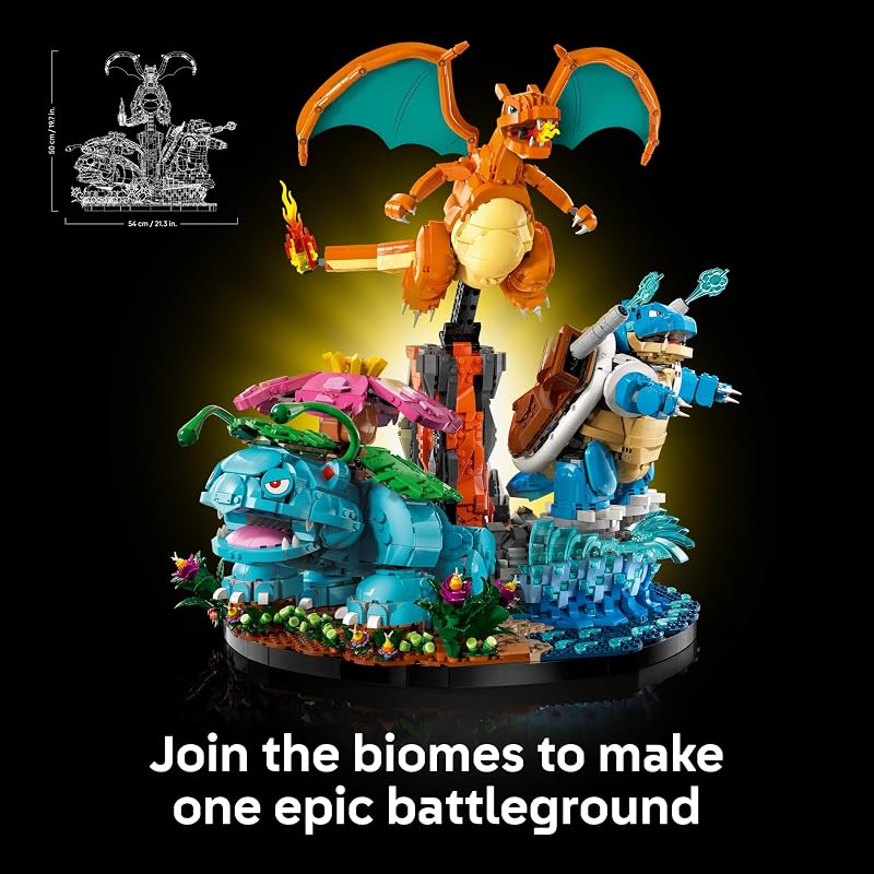 LEGO Pokémon Venusaur Charizard and Blastoise Building Set for Adults Ages 18 Collectible Pokémon Figures Gift Idea for Men Women 72153