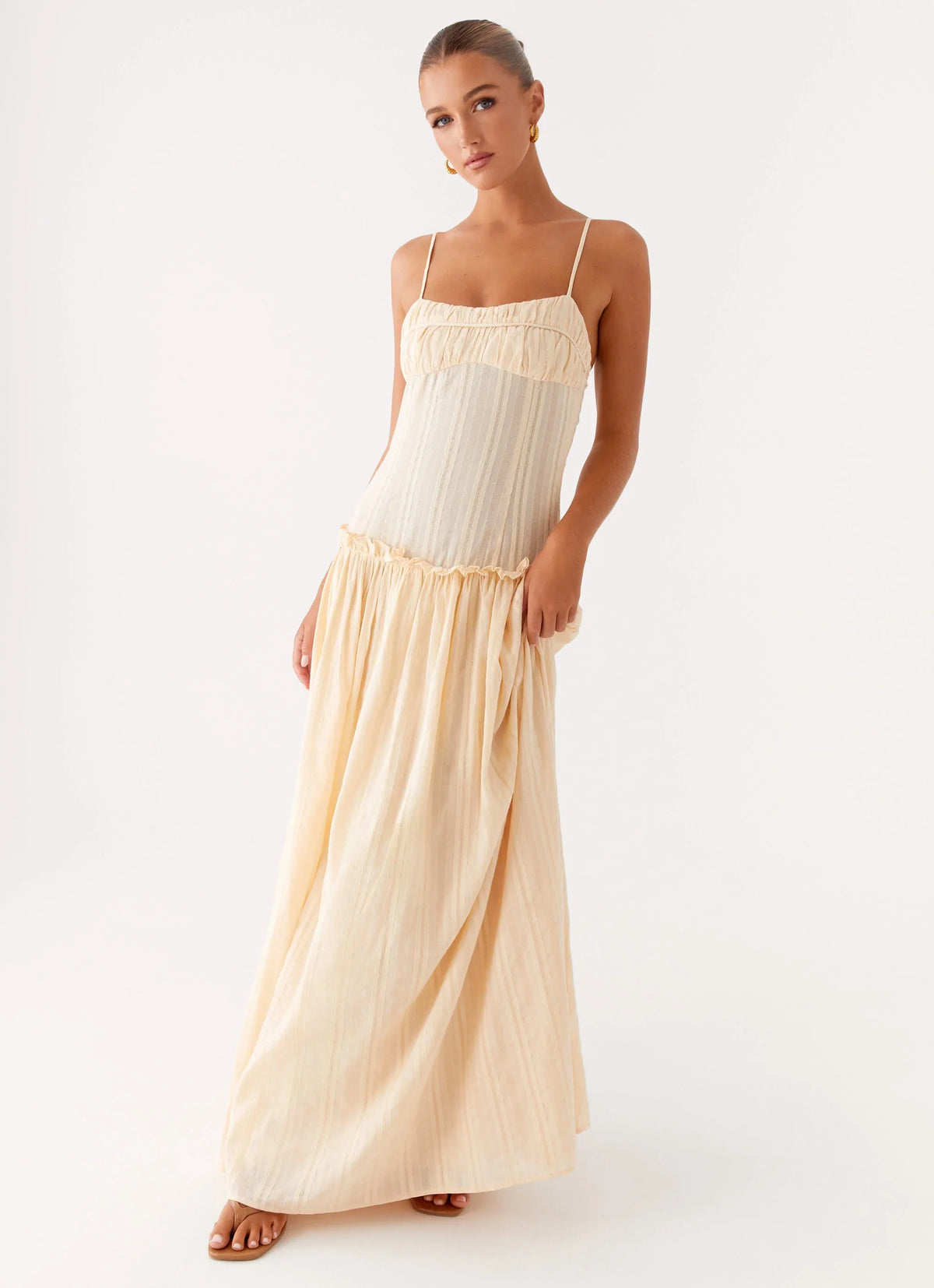 Jacinda Drop Waist Maxi Dress Cream