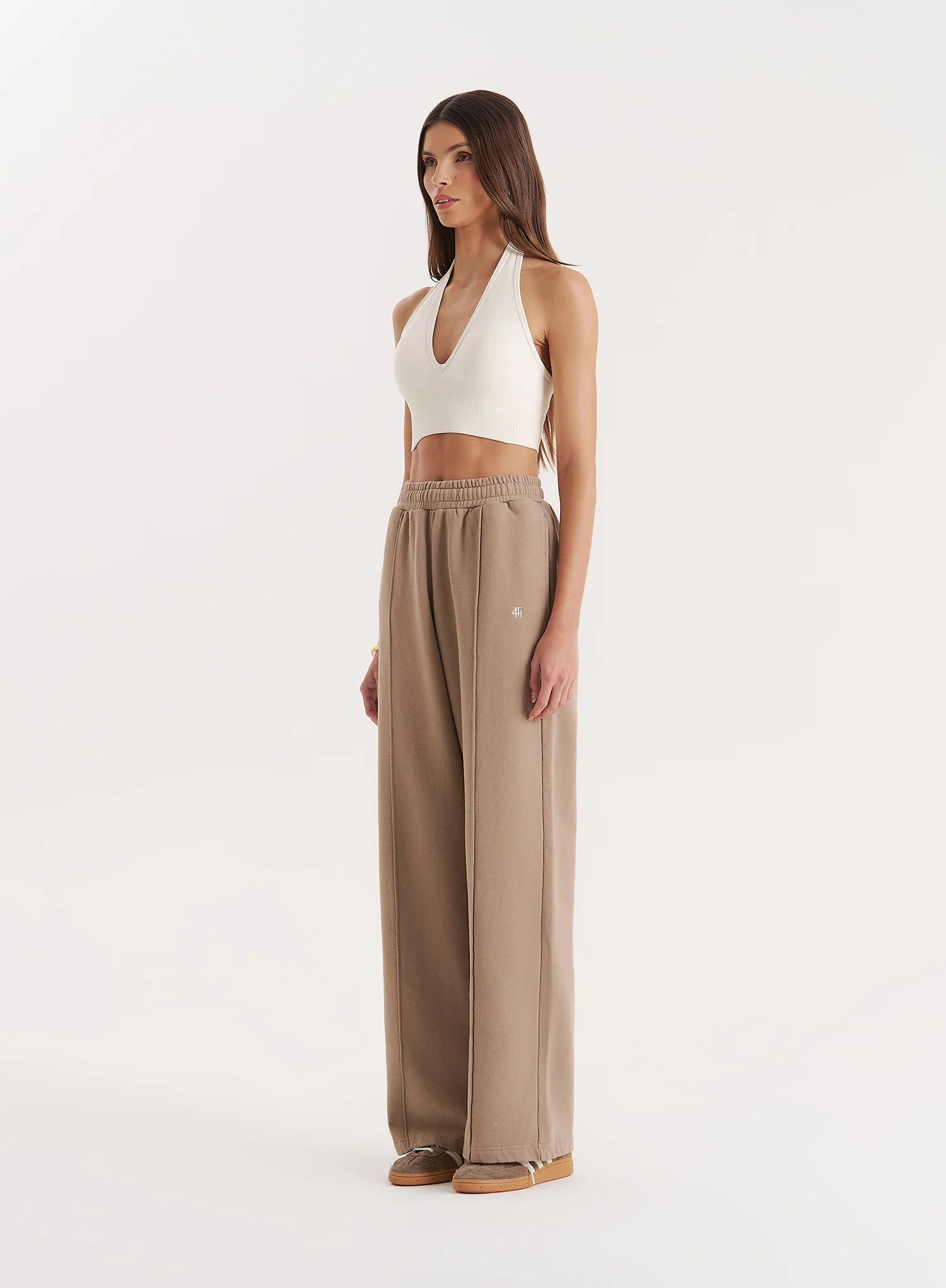 Mocha 4th Wide Leg Branded Joggers