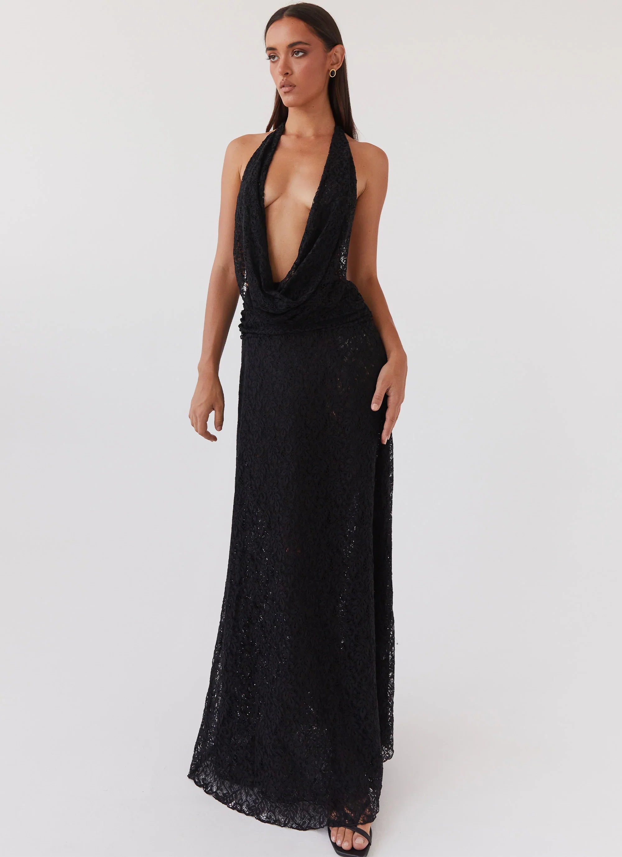 Elysia Lace Maxi Dress Black