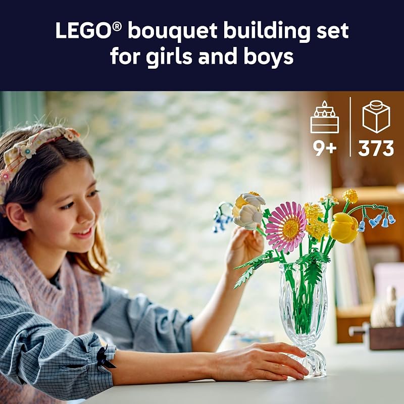 LEGO Botanicals Petite Sunny Bouquet Building Toy DIY Floral Arrangement for Girls Boys Ages 9 Gift for Birthdays Bedroom Desk Home Decor 10347