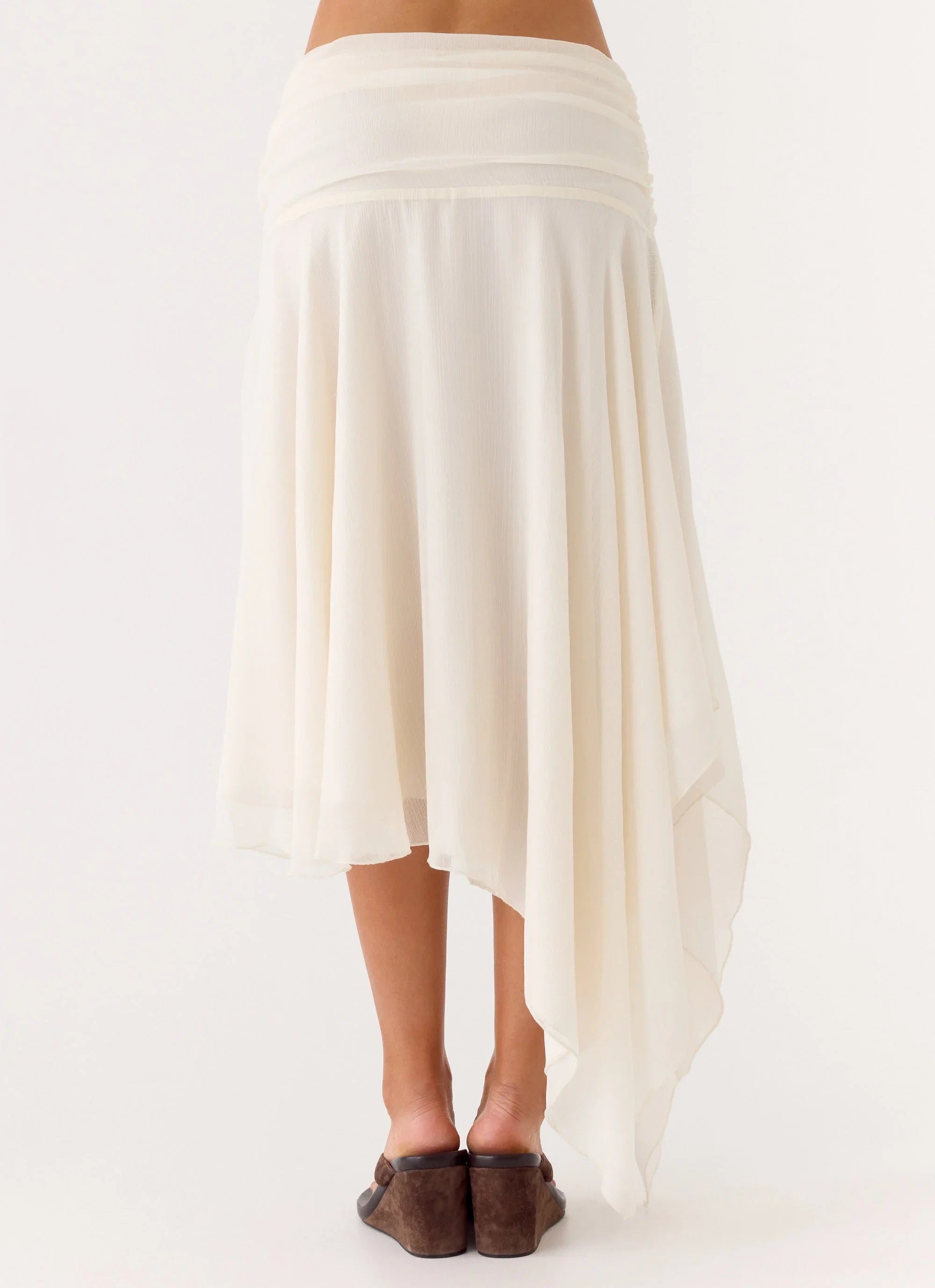 Abeda Asymmetrical Midi Skirt Ivory