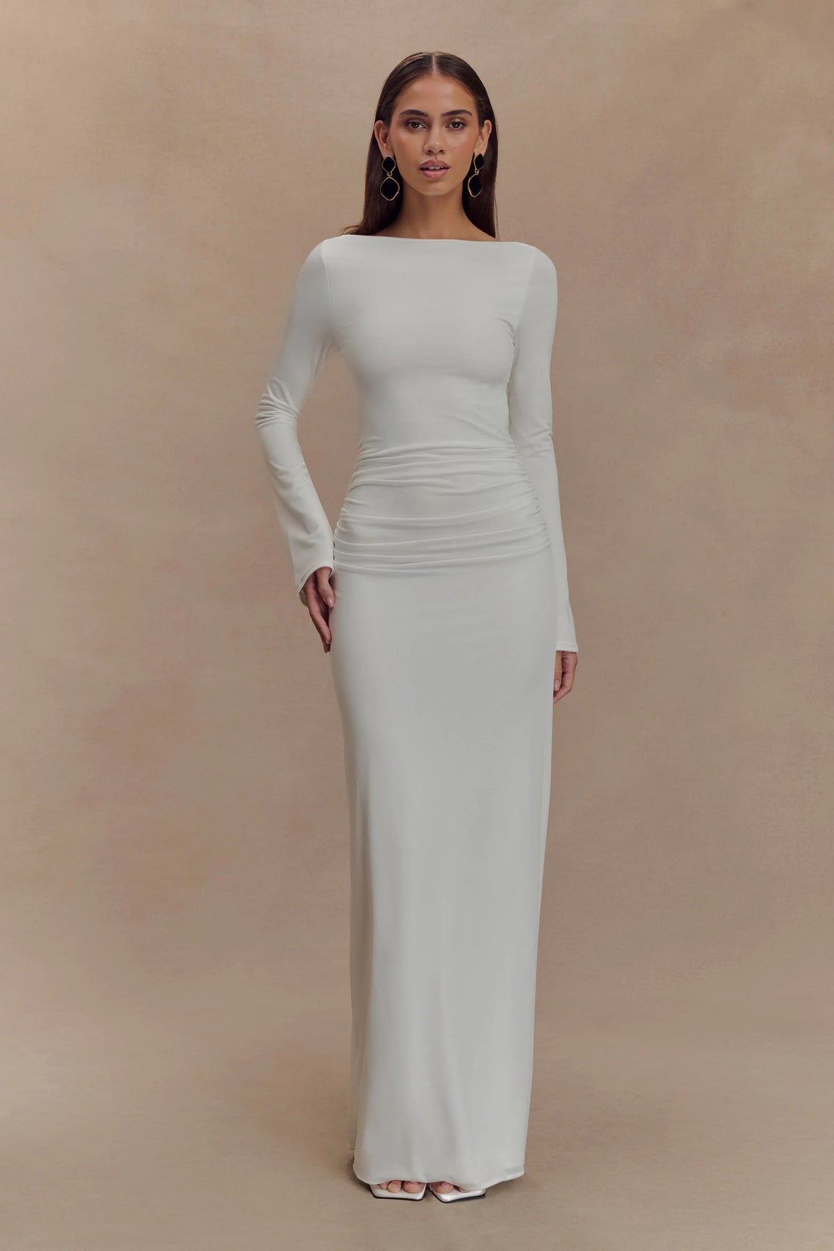 Vienna Slinky Cut Out Maxi Dress White