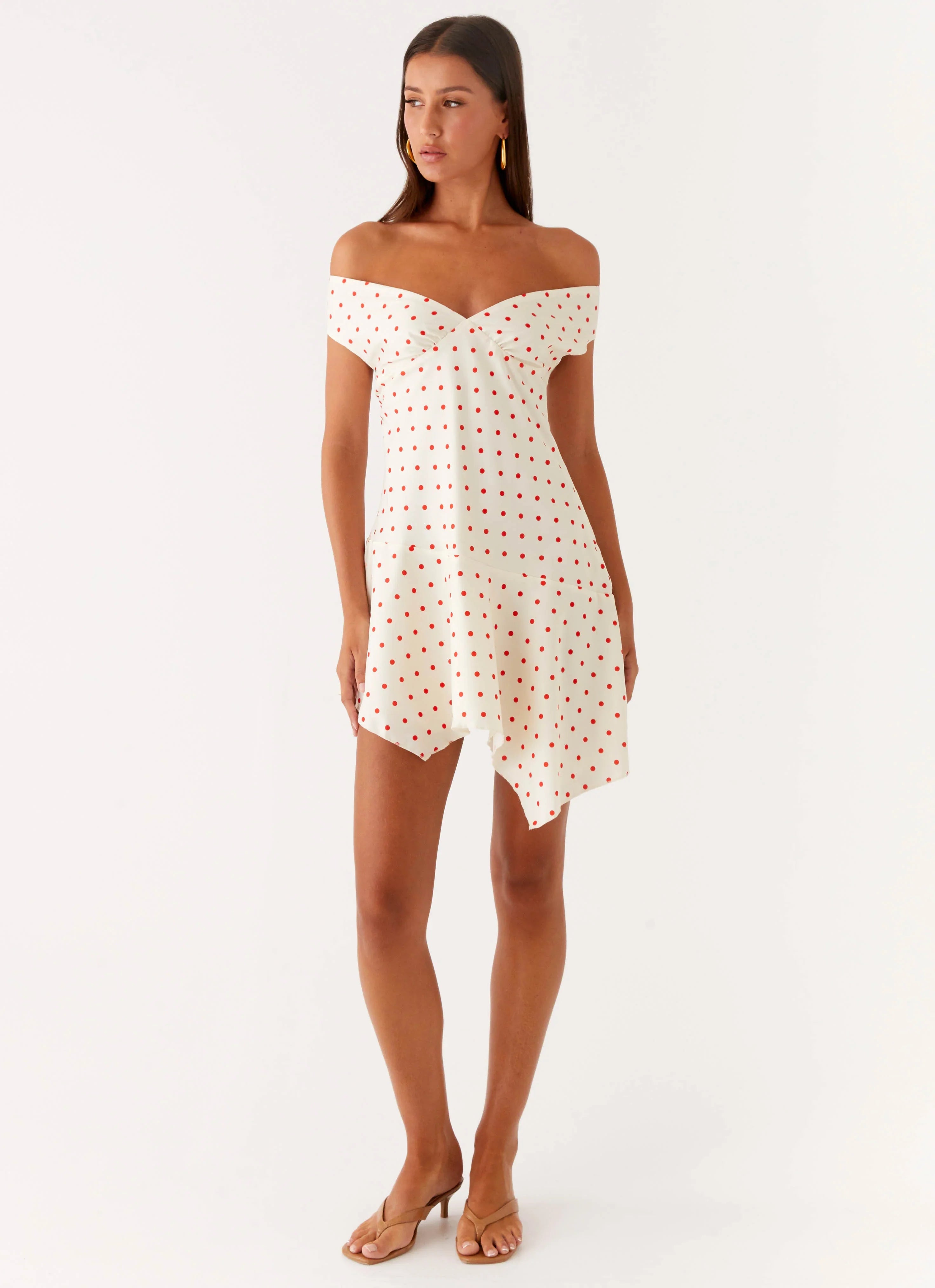 Alma Mini Dress White Red Polka Dot