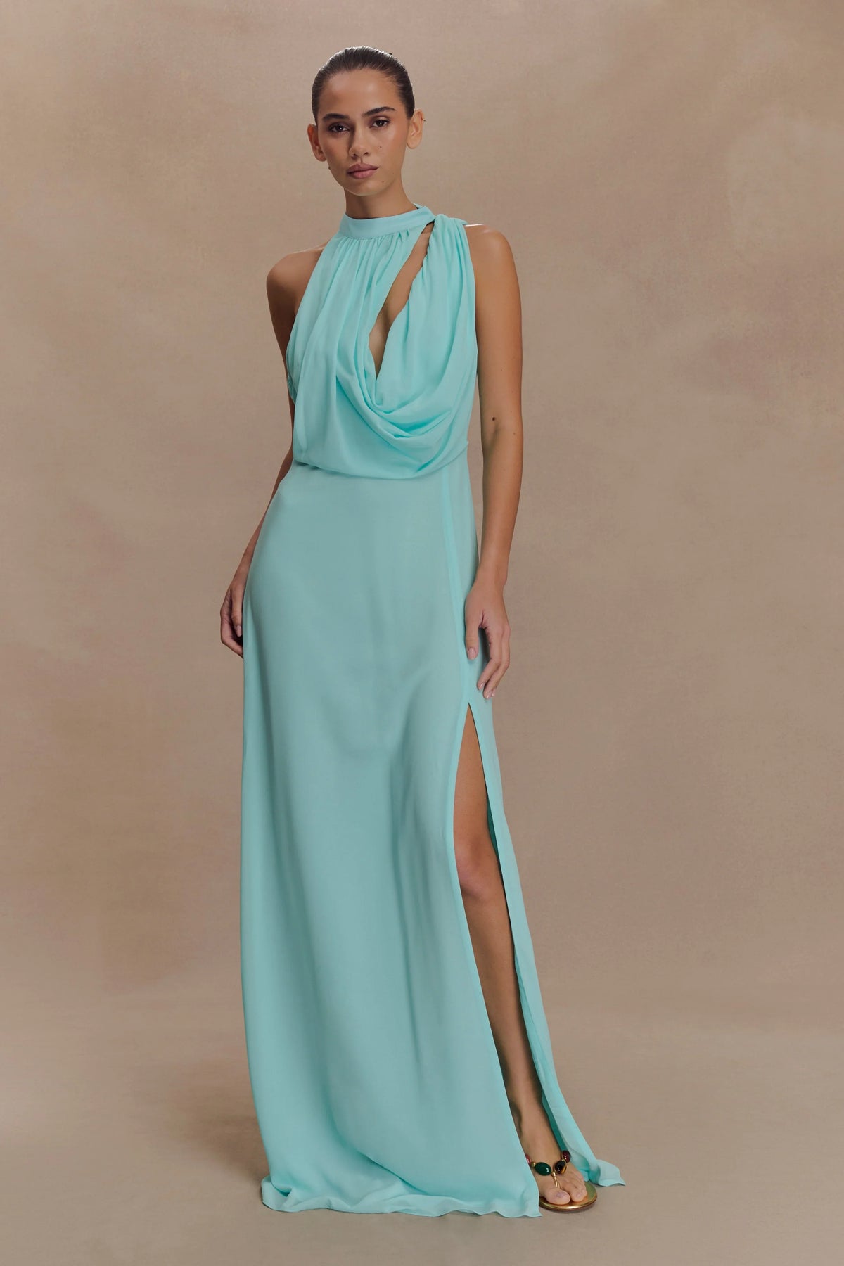 Galia Cowl Neck Maxi Dress Lagoon