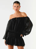 Eira Balloon Sleeve Mini Dress Black