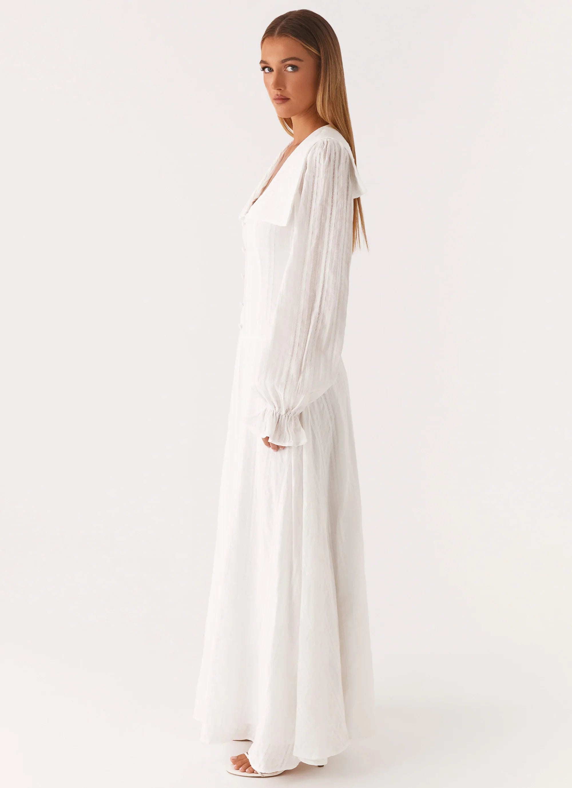 Alima Long Sleeve Maxi Dress White