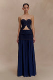 Tully Chiffon Denim Maxi Skirt Indigo Blue