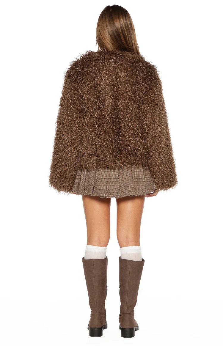 Margot Brown Shaggy Fur Jacket