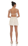 Floral Mesh Lace A line Dress in Cream