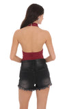 Distressed High Waisted Denim Shorts in Black