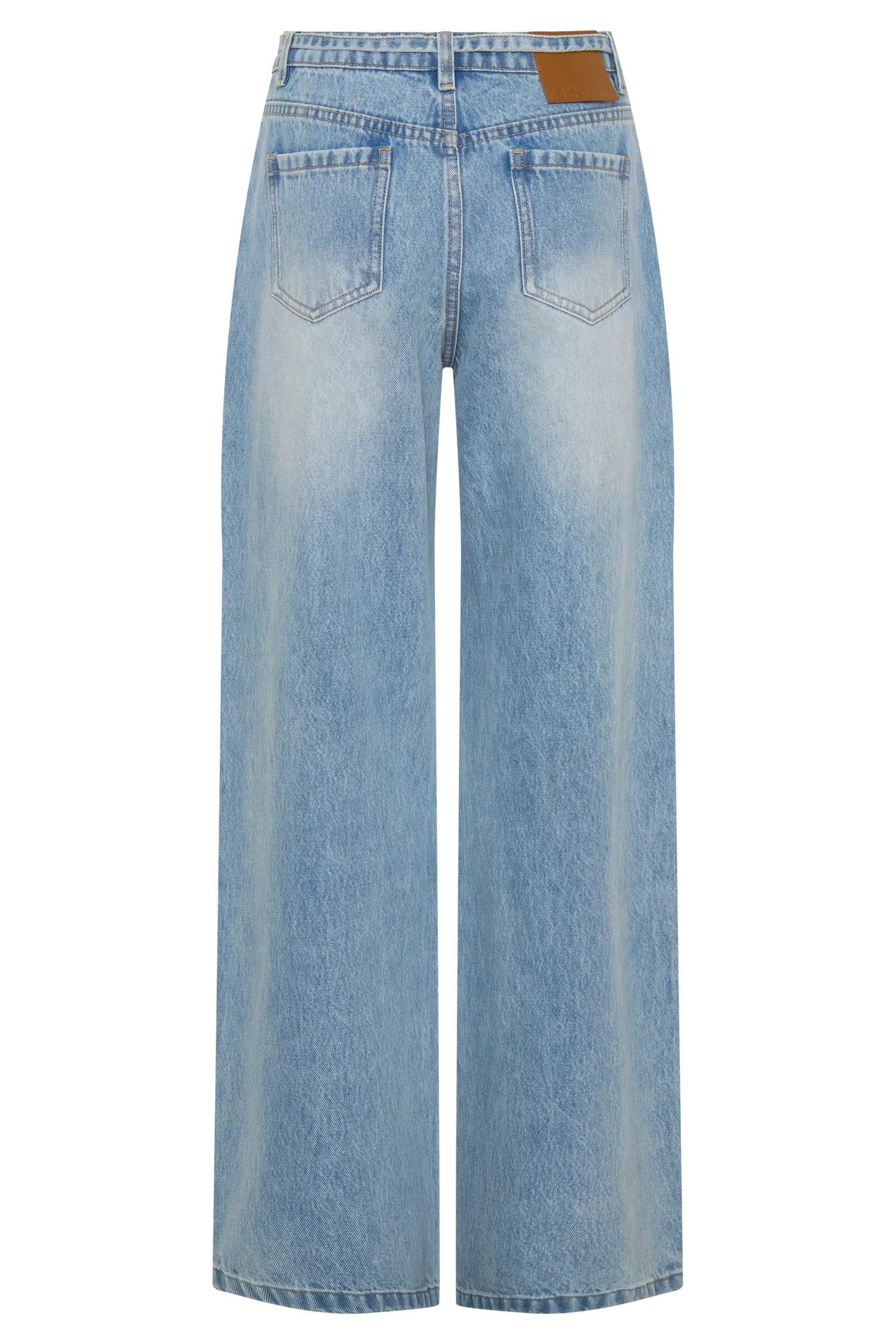 Perrie Mid Rise Straight Leg Tie Jeans Washed Light Blue