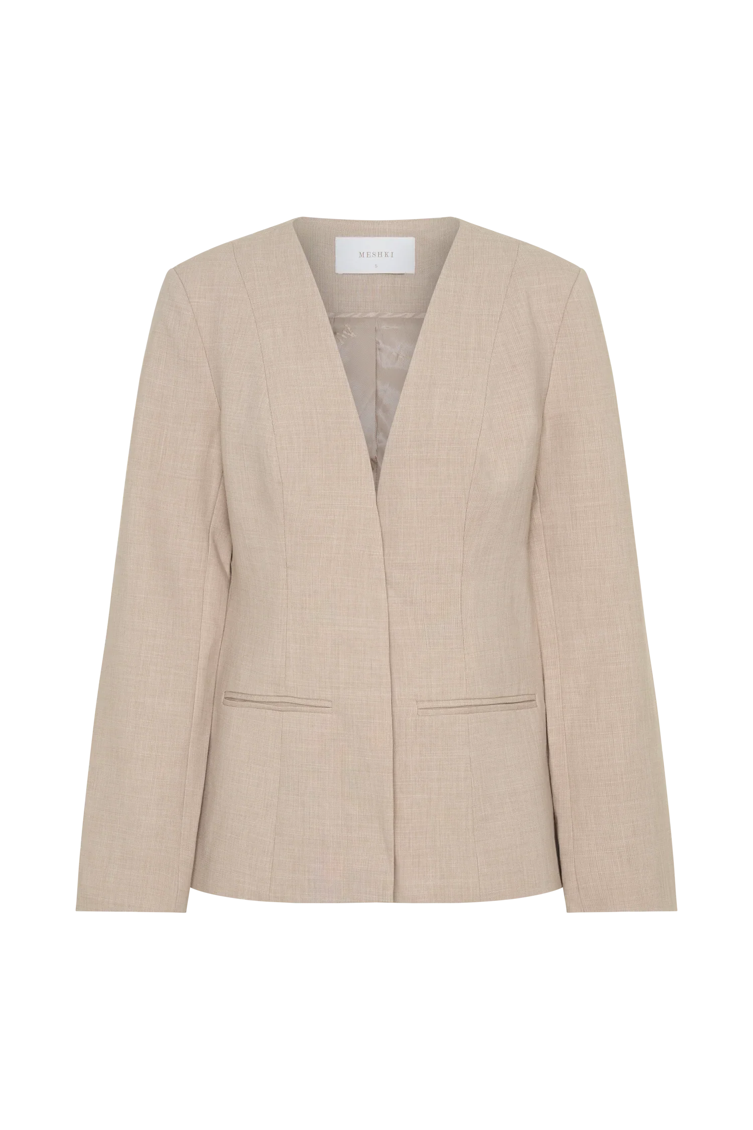 Solenne Collarless Suiting Blazer Natural Marle