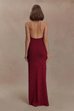 Elma Lurex Knit Halter Maxi Dress Deep Red