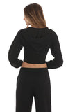 Cropped Pointed Hoodie in Black