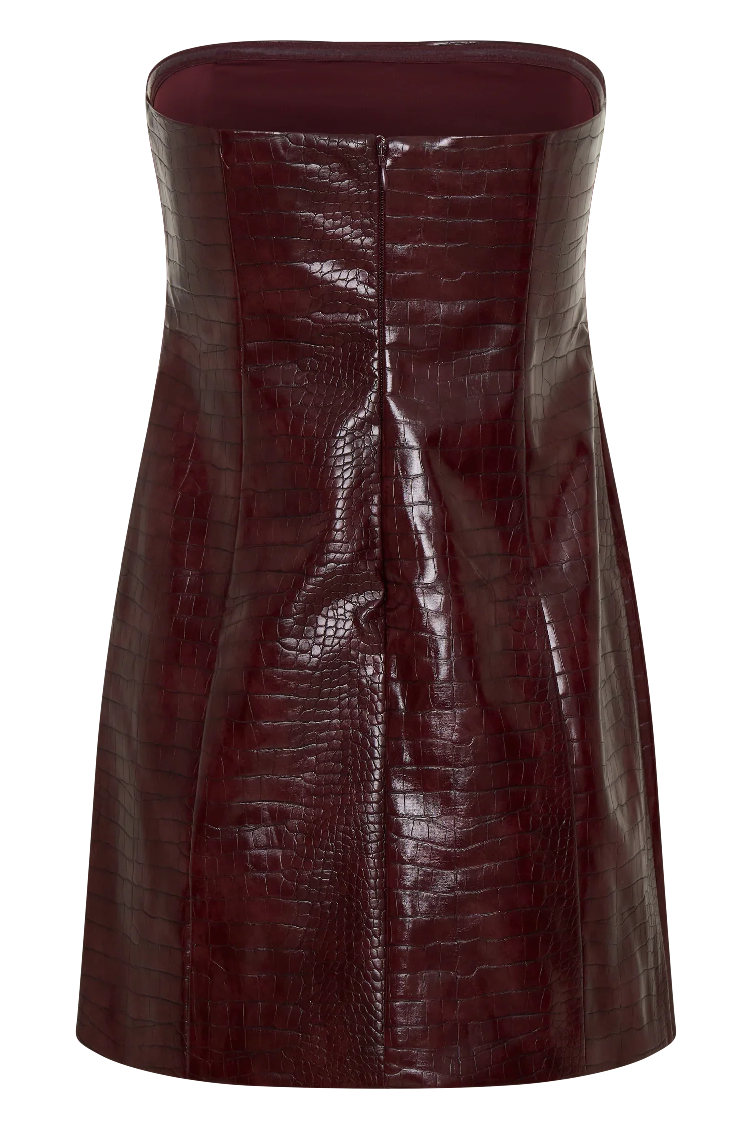 Anouk Faux Leather Strapless Mini Dress Merlot