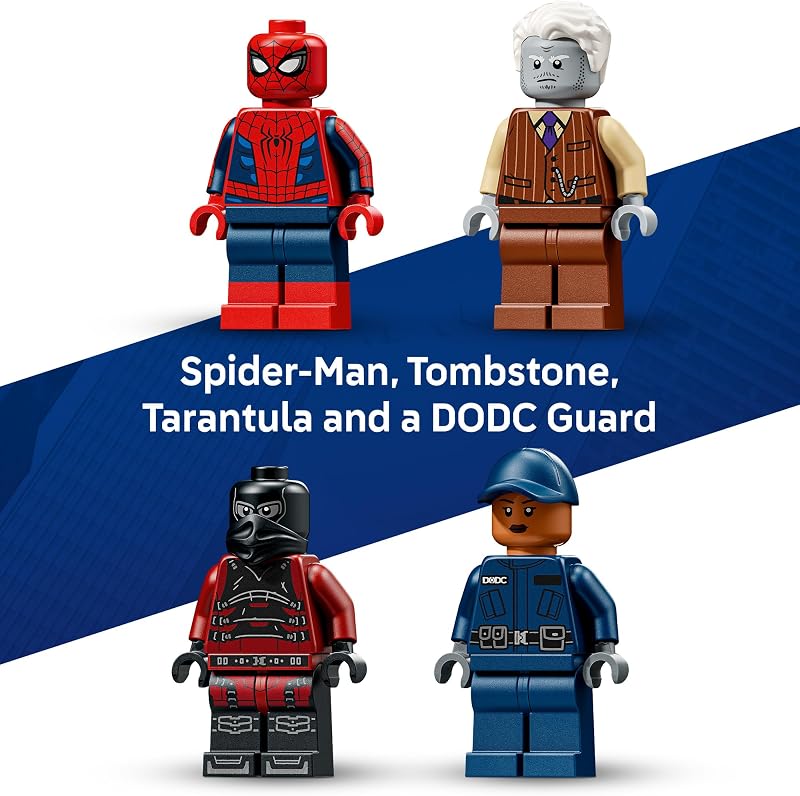 LEGO Marvel Spider Man Prison Transport Chase Super Hero Building Toy for Boys Girls Ages 8 Includes 4 Minifigures Spider Man Toy for Fans Gift for Birthdays 76349