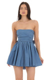 Strapless A line Dress in Blue