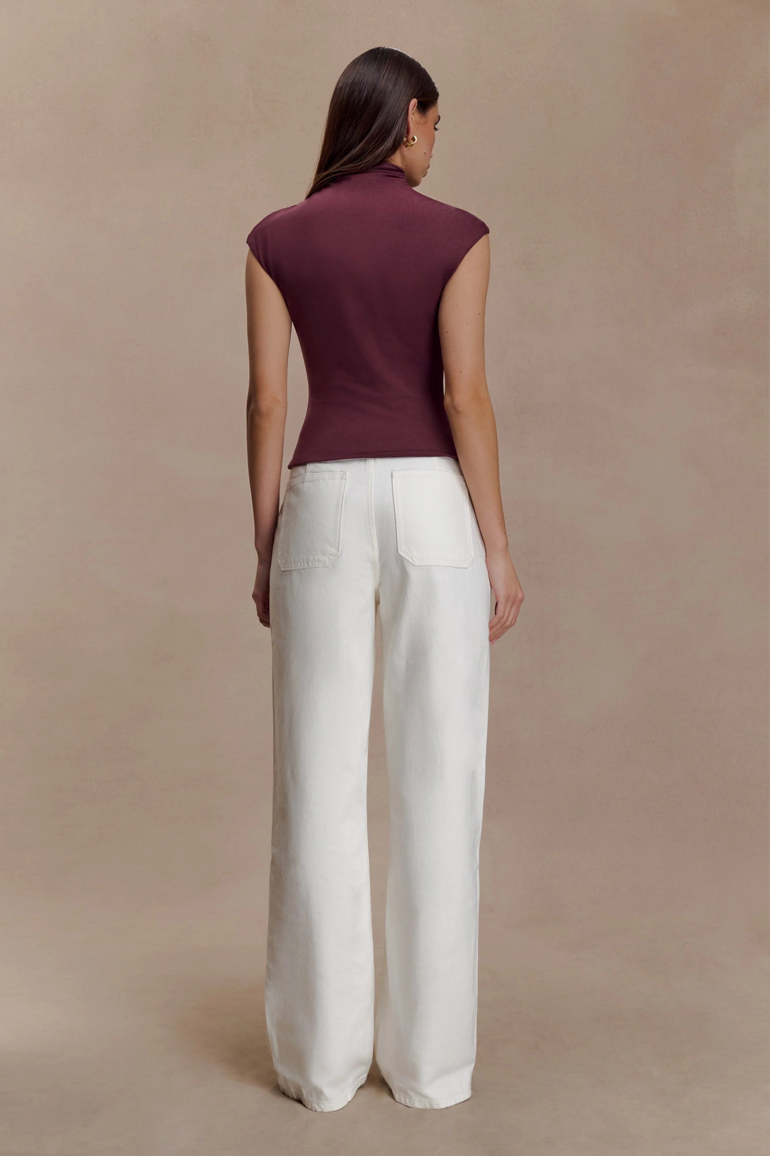 Freesia High Neck Sleeveless Top Mahogany