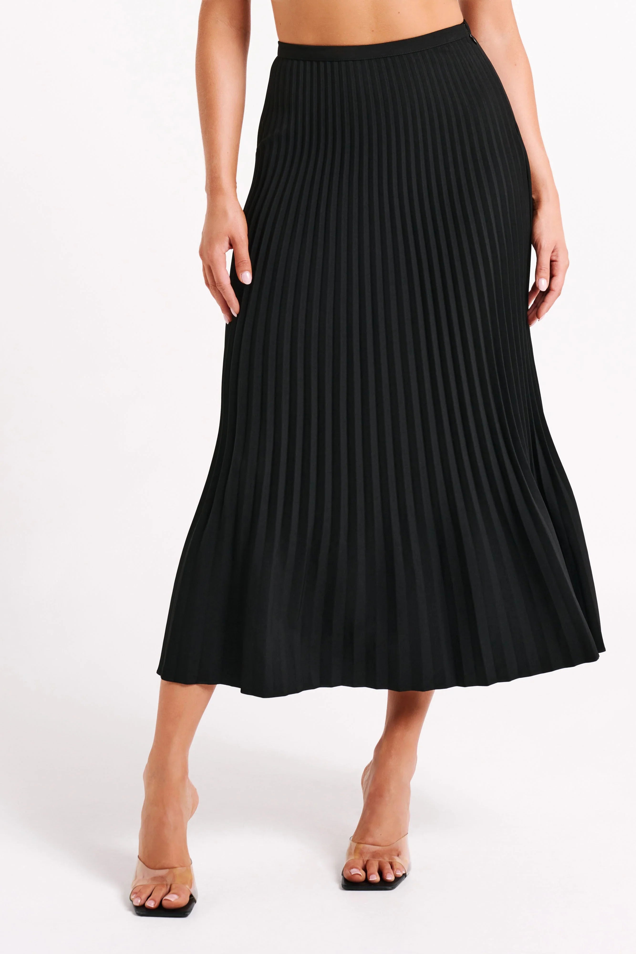 Twyla Pleated Suiting Maxi Skirt Black