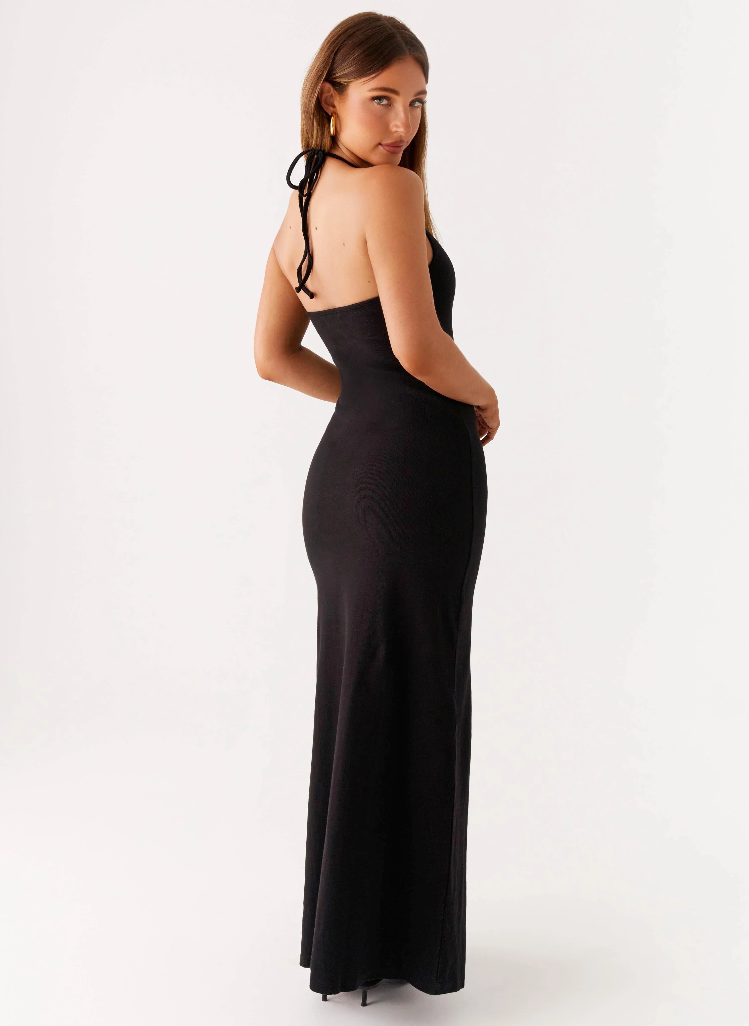 Yaselle Button Front Maxi Dress Black