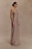 Silvana Chiffon Maxi Dress Snake Check Print Mocha