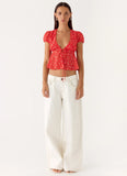 Ailani Top Magenta Red Rose