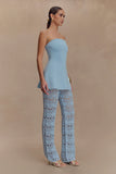 Anette Bandage Knit Strapless Top Sky Blue