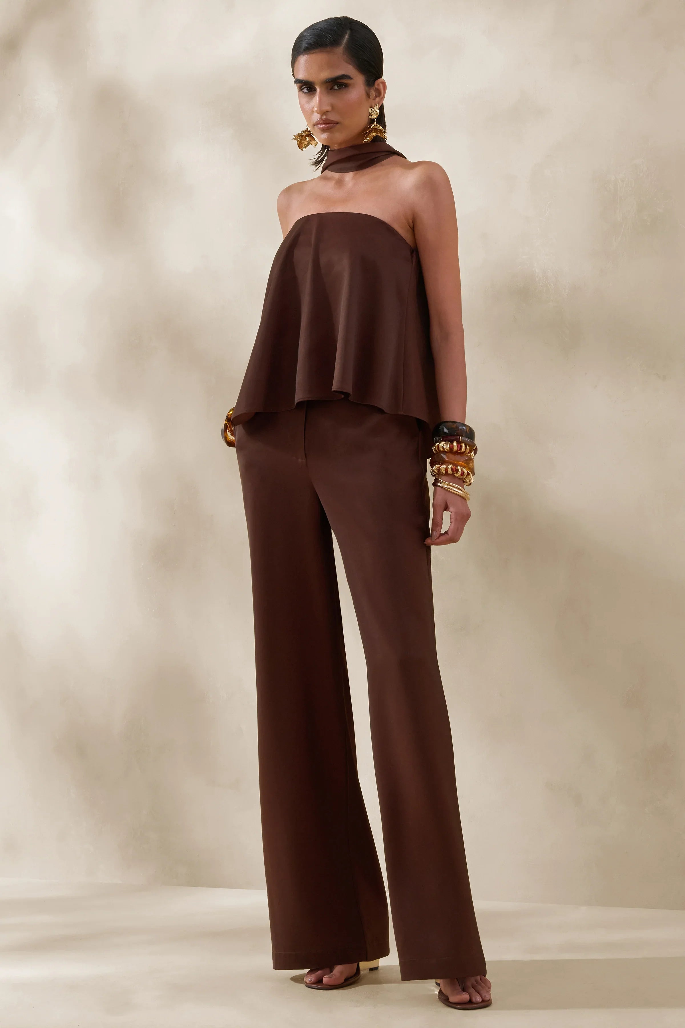 Seloria Brown Wide Leg Trouser