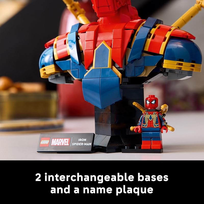 LEGO Marvel Iron Spider Man Bust Collectible Building Kit for Adults Ages 18 Includes Iron Spider Man Minifigure Collectible Model for Super Hero Fans Gift for Men and Women 76326