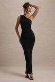 Dalarie Black One Shoulder Gathered Maxi Dress