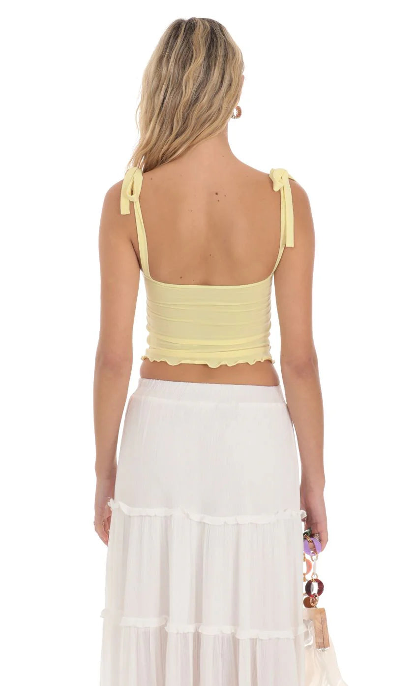 Shoulder Ties Twist Top in Yellow