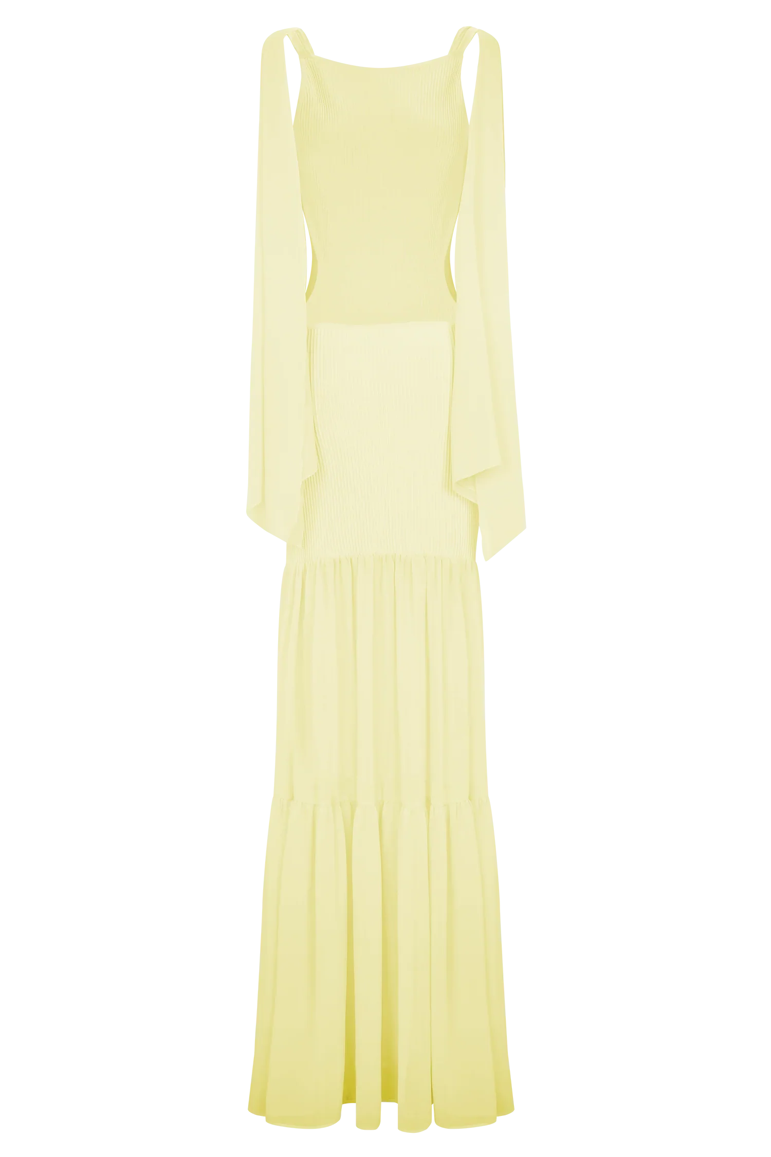 Haille Knit Chiffon Maxi Dress Lemon