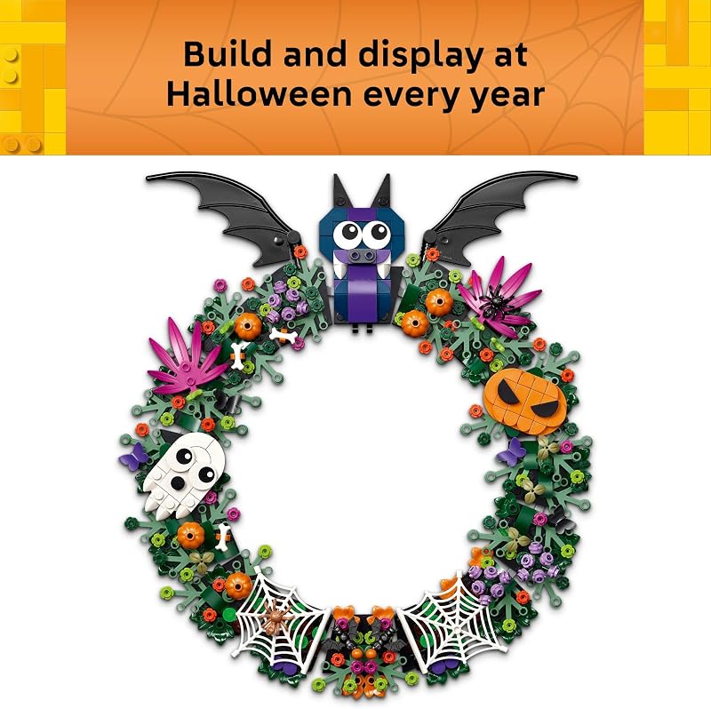 LEGO Halloween Wreath 40825 Building Toys for Boys Girls Ages 12 Halloween Decor Craft W String to Hang 617 pieces Gift for Kids