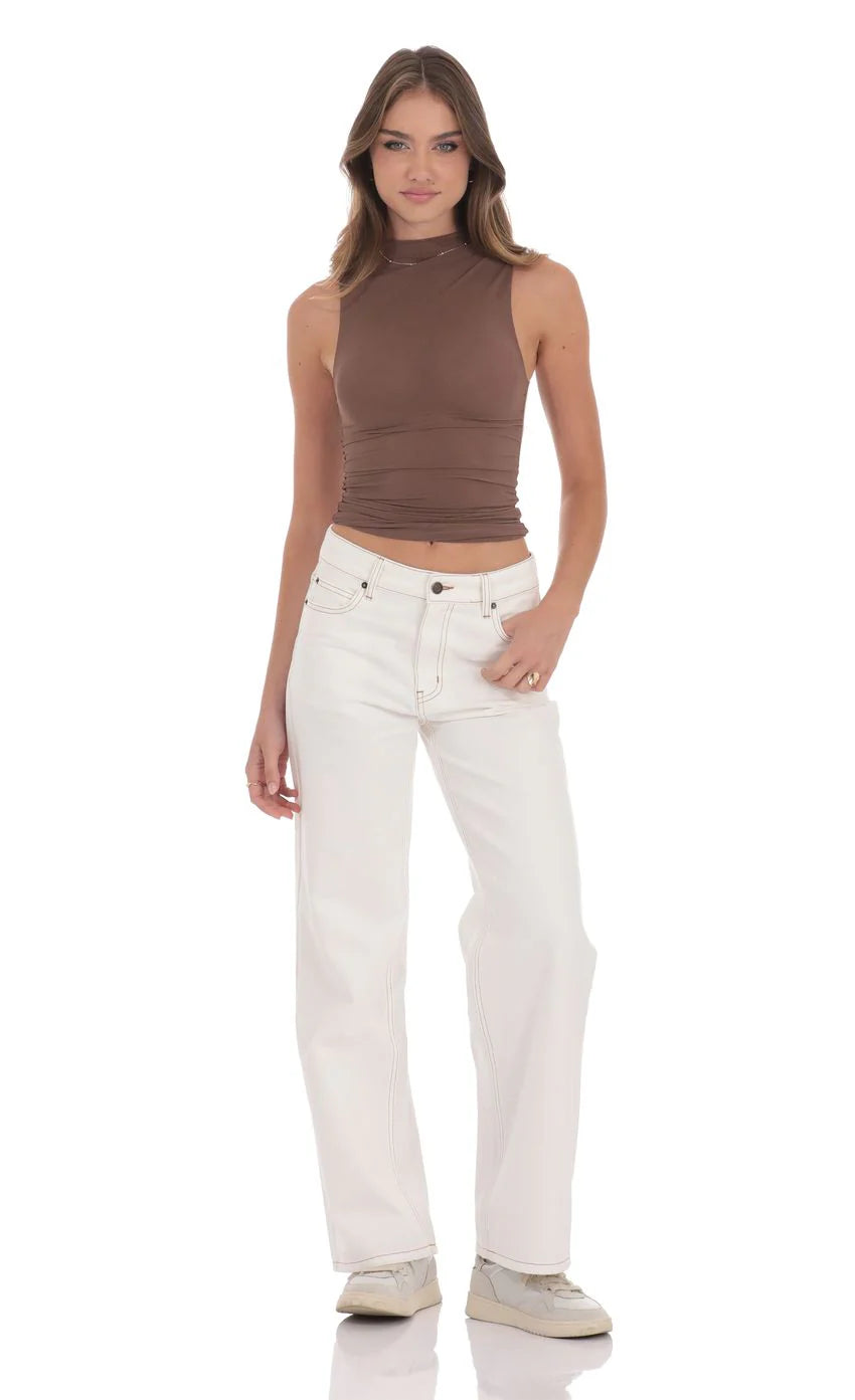 Relaxed Mid Rise Jeans in White
