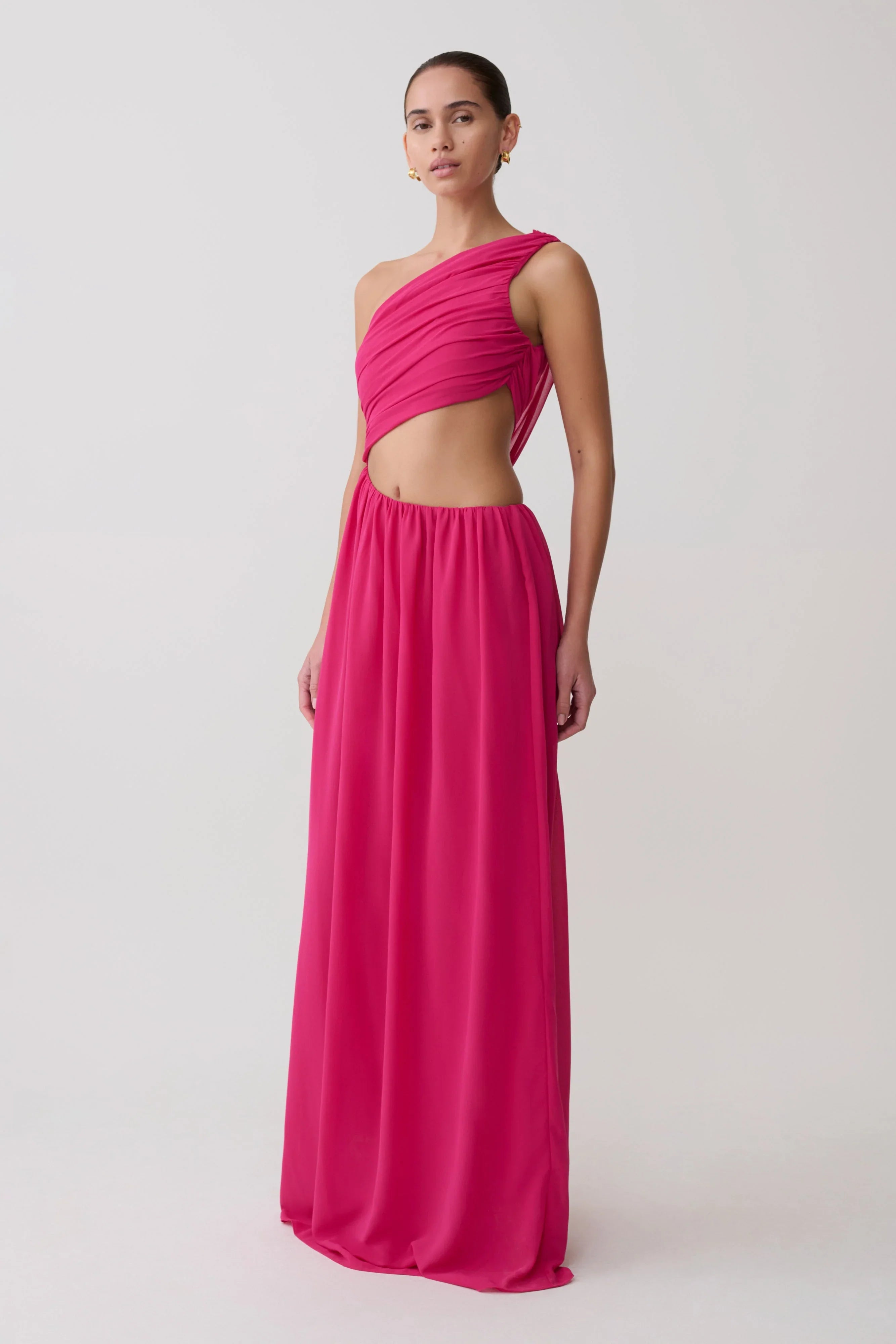 Aria Chiffon Cut Out Maxi Dress Fuchsia