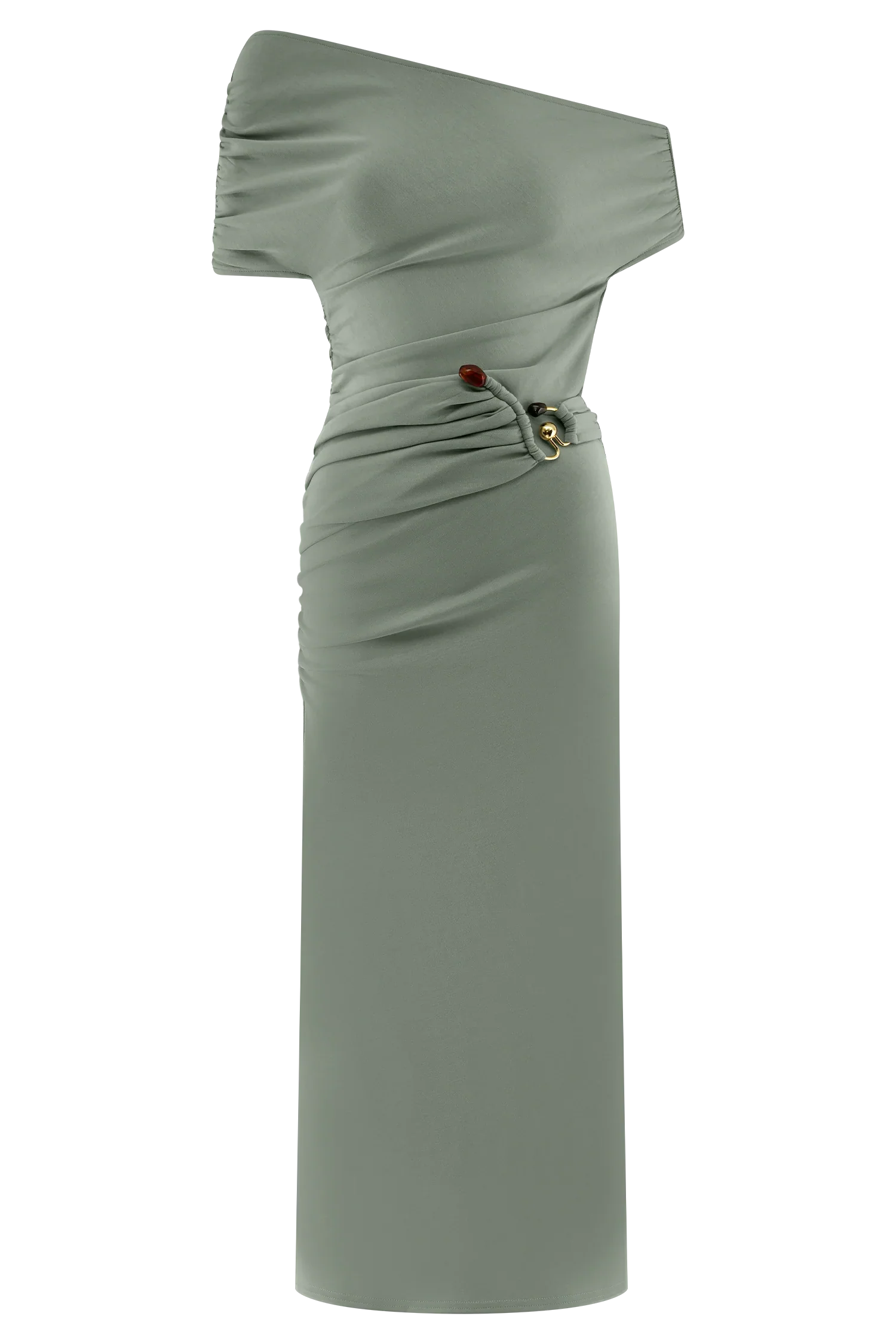 Kendra Scuba Jersey Midi Dress With Hardware Sage