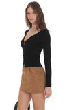 Suede Mini Skirt in Brown