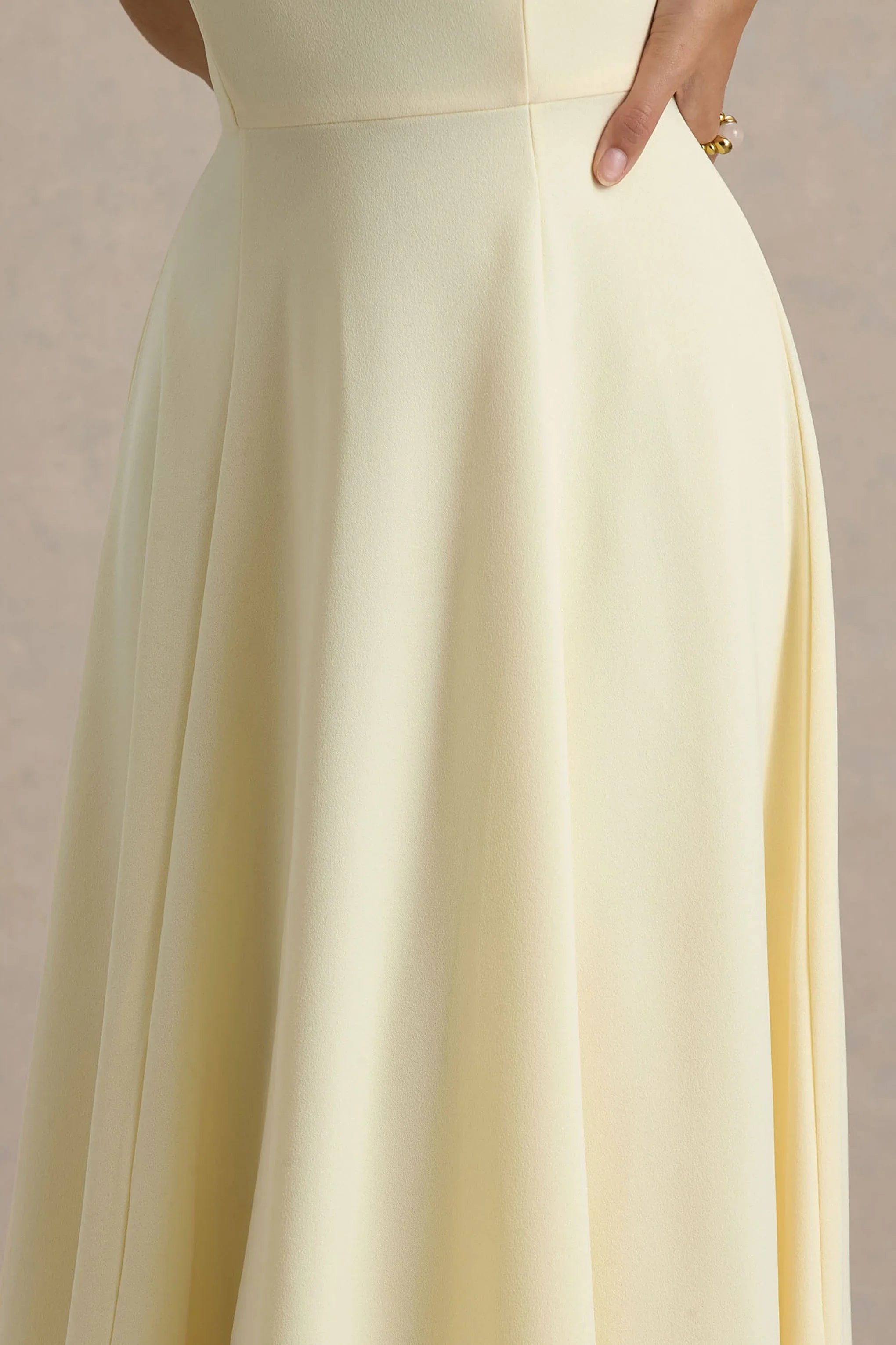 Auburn Pale Lemon Halter Neck Midi Dress